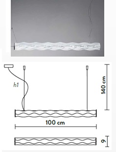 Светильние подвесной  h9/149, l 100cm, 30Вт Led 220V, 3000 lm, 2700K,1.2кг, IP20, lentilflex, цвет Prizma